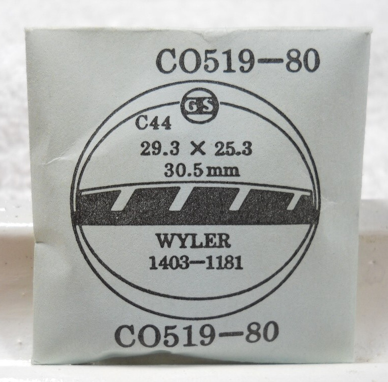 GS CO519-80 Watch Crystal For Wyler 1403-1181 – 30.5 Diameter – 29.3 x 25.3 mm