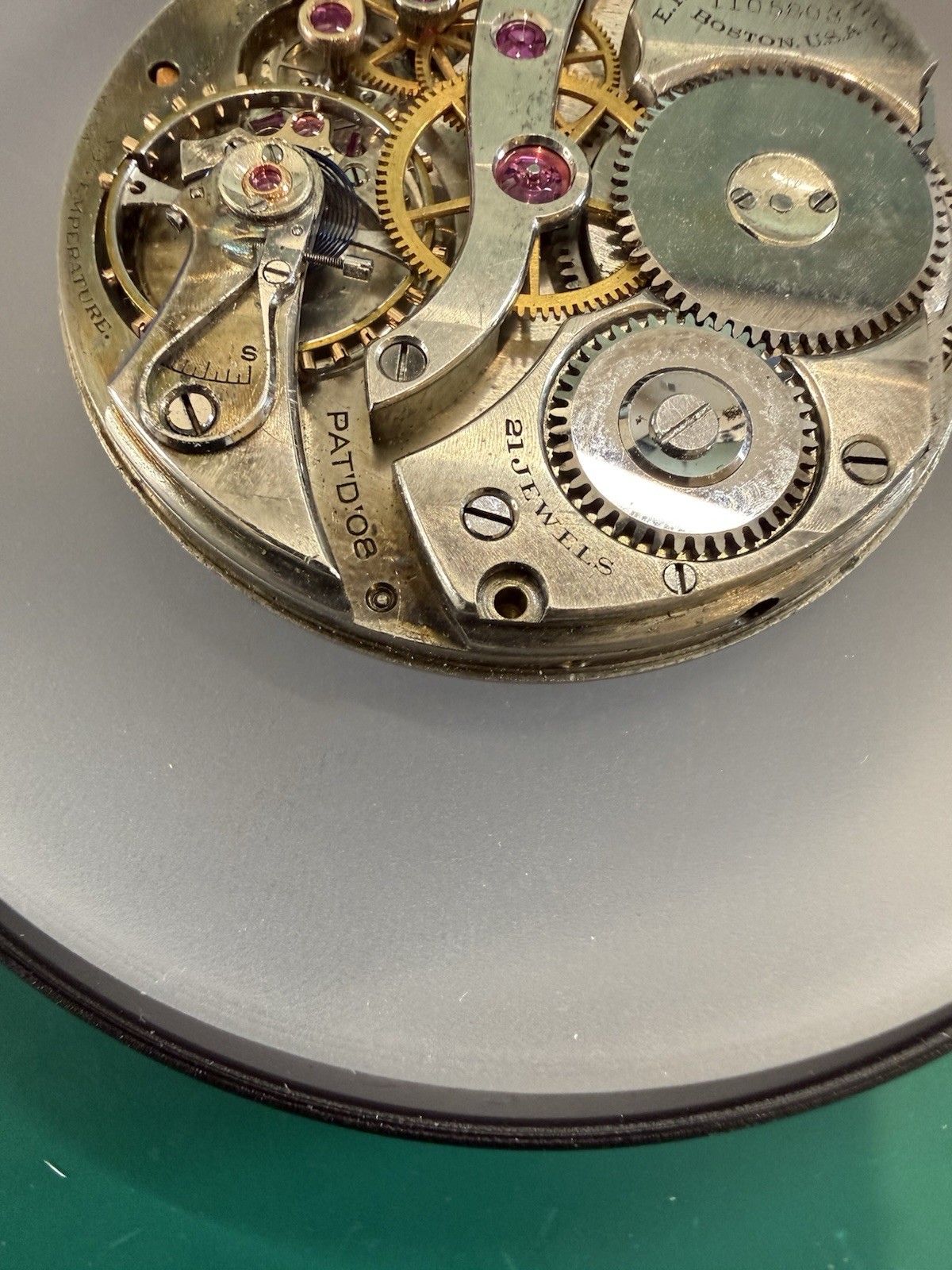 E Howard Watch Co 12s 21 Jewel Series 8 Extra-Thin Bridge Movement & Dial c1911