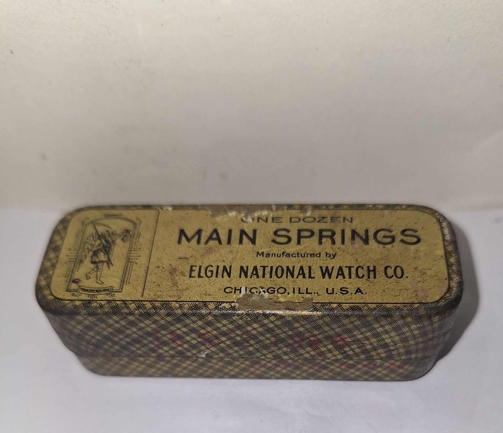 6 X Elgin Size 18 Mainspring Part No. 1956 Thick .007 in Original Tin Box N.O.S.