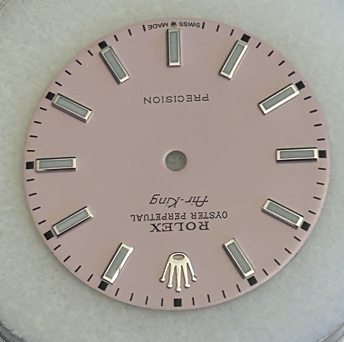 Rolex Air-King 34mm Custom Baby Pink Lume Index Dial 14000 14010 14200 114200
