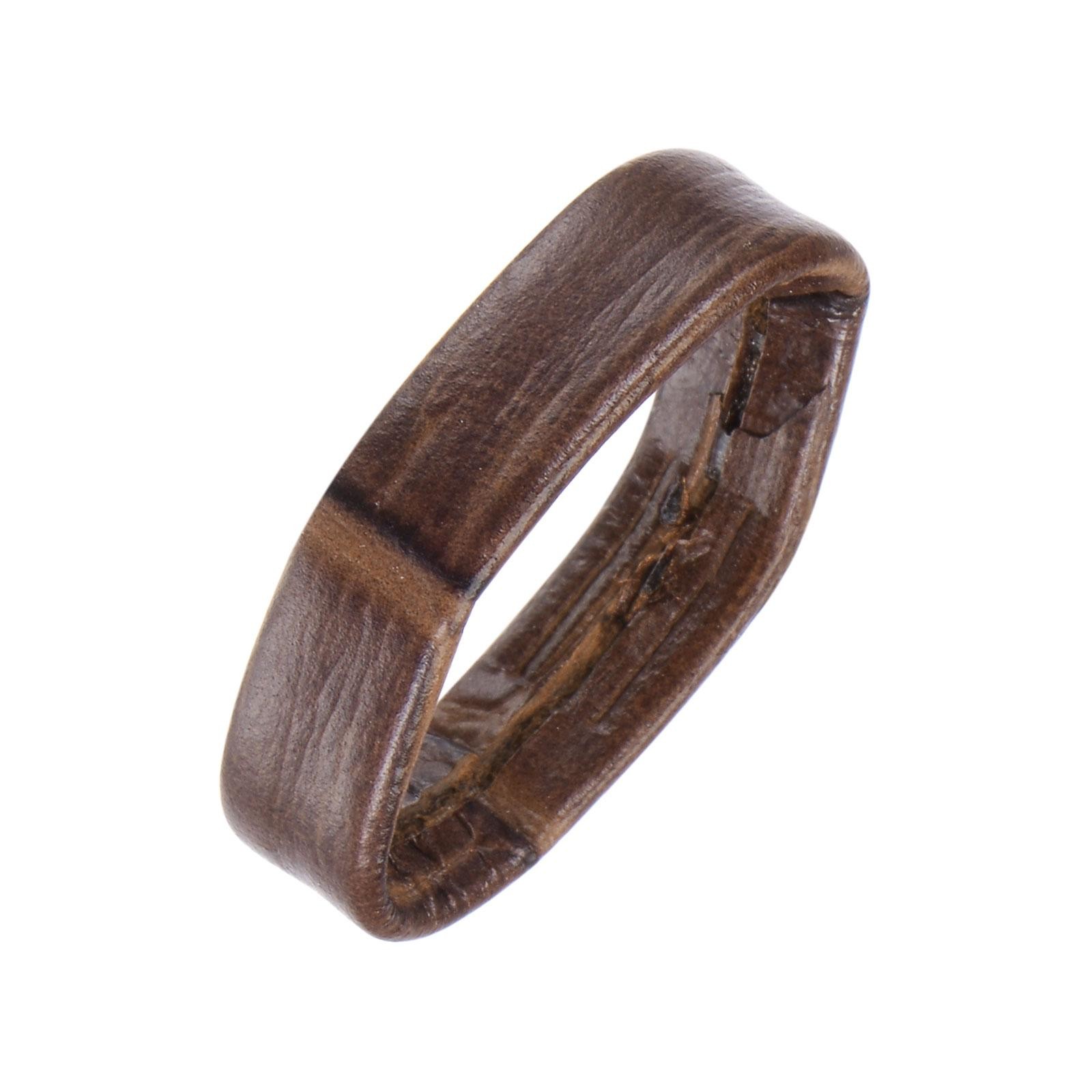 4 Pcs PU Leather Loops Retaining Ring for 19mm Width Watch Band, Dark Brown