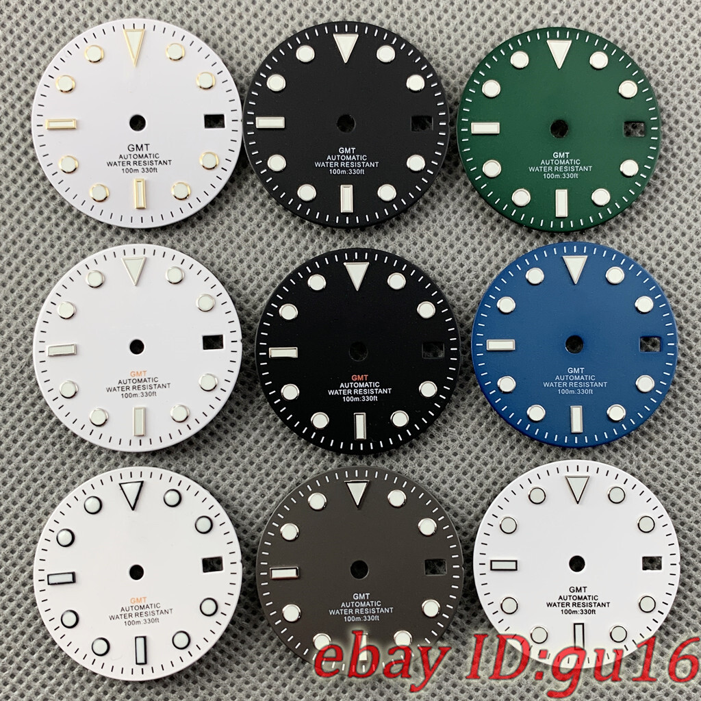 29mm White black green blue sterile luminous watch dial Fit NH34/NH34A movement