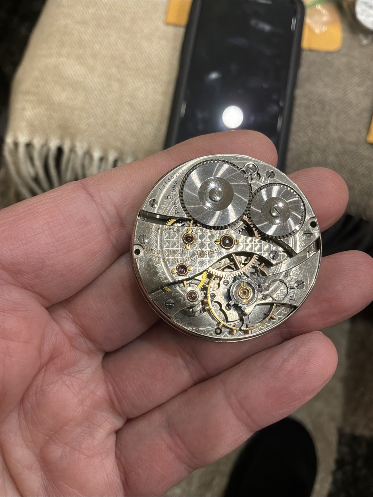 VTG Waltham 16s Vanguard 19J Movement For Parts or Repair