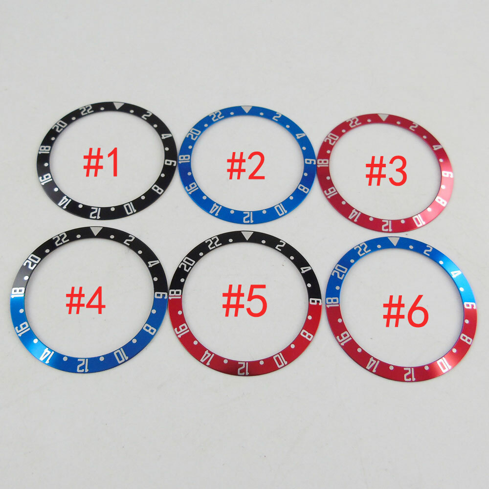 39.5mm Black Blue Red Aluminium Alloy Bezel Insert Fit 41 Corgeut GMT Mens Watch