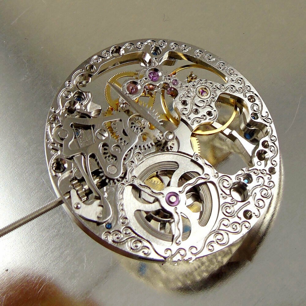 36.6mm 17 Jewels Hollow Mechanical Watch Movement Small Second @6 For ETA 6498