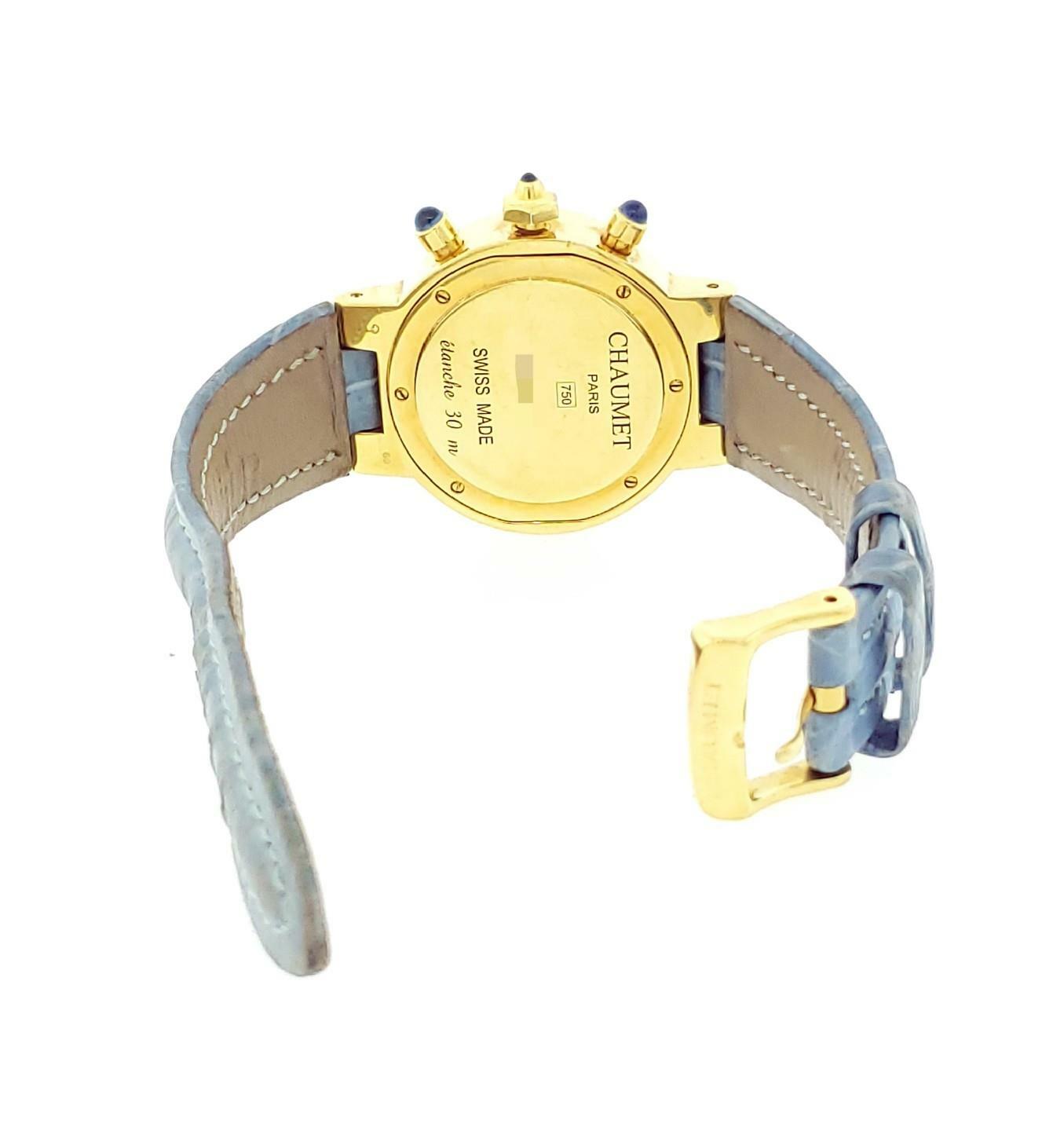Chaumer Montre 18k Yellow Gold and Diamonds Chronograph Quartz Ladies Watch