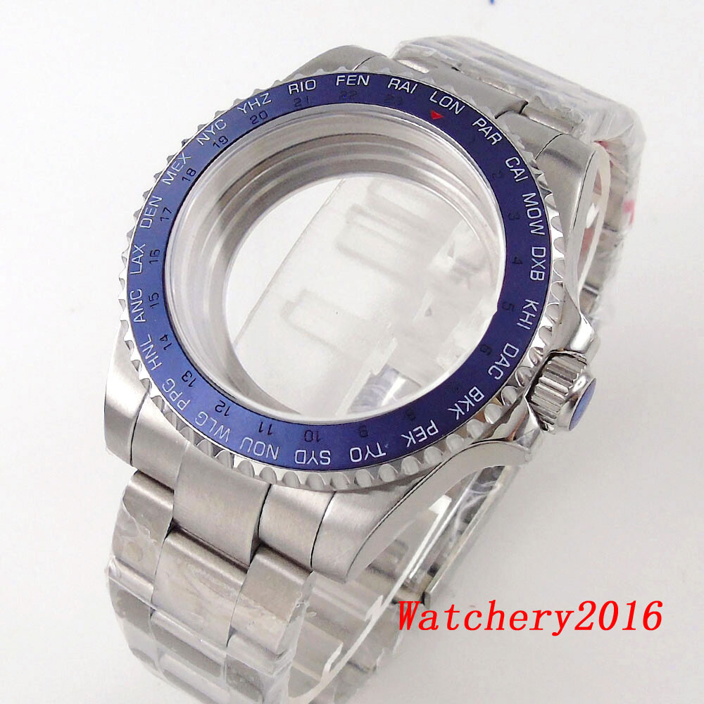 Bliger 40mm Mens Watch Case Fit NH35A NH34 Sapphire Glass Black Aluminum Bezel