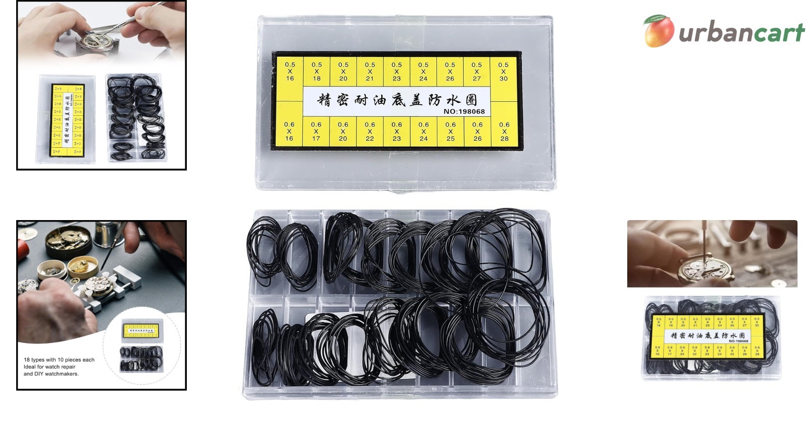 180-Piece Rubber Watch Gasket Seal Set for Watch Repair