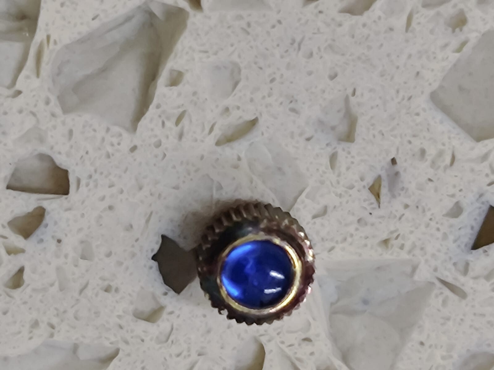 Genuine CROWN with Crystal For Cartier/Omega /Rado 3.95MM Blue /Gold NOS