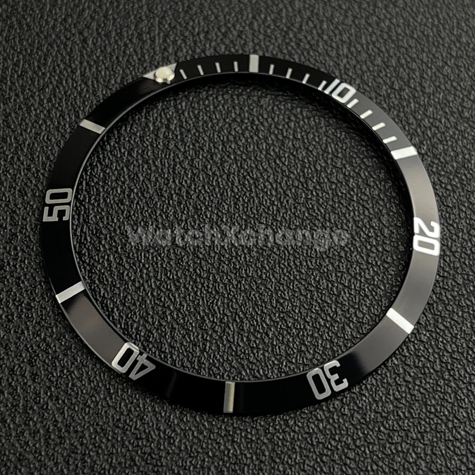 Black & Silver 36.5mm Sloped Aluminium Watch Bezel Insert for Rolex Seiko