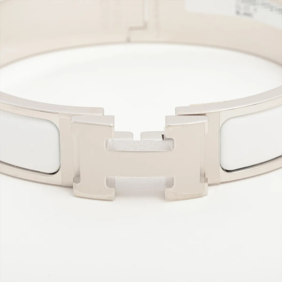 Hermès Clic H PM Enamel Bracelet White Gold Plated Authentic
