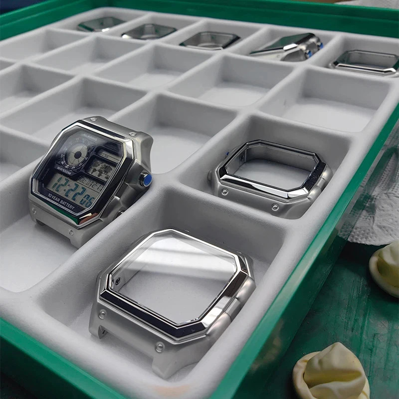 All Metal Watch Case for Ca.sio AE1200 3299 Silver Glass Waterproof Ring Genuine