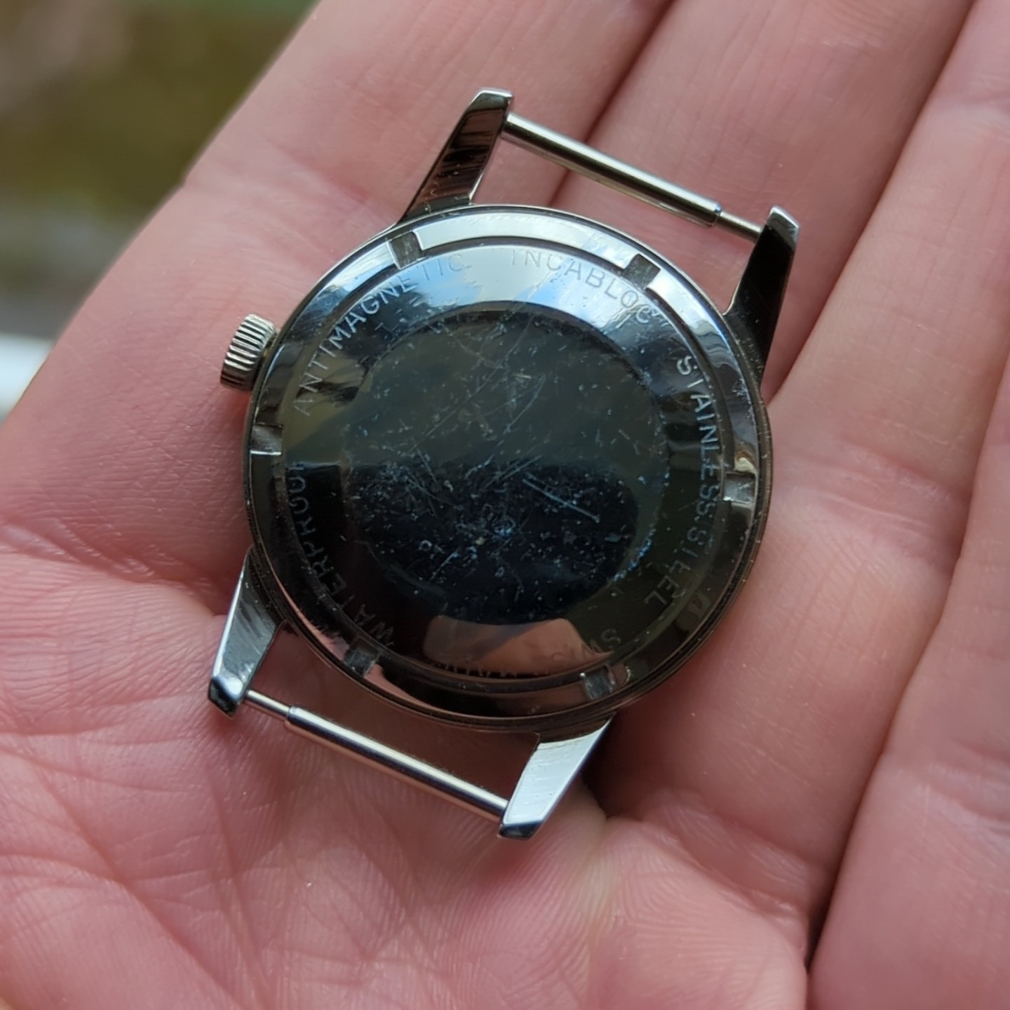 1960s Swiss Steel Waterproof Watch Case 33mm For Movement Rehoming (WD)