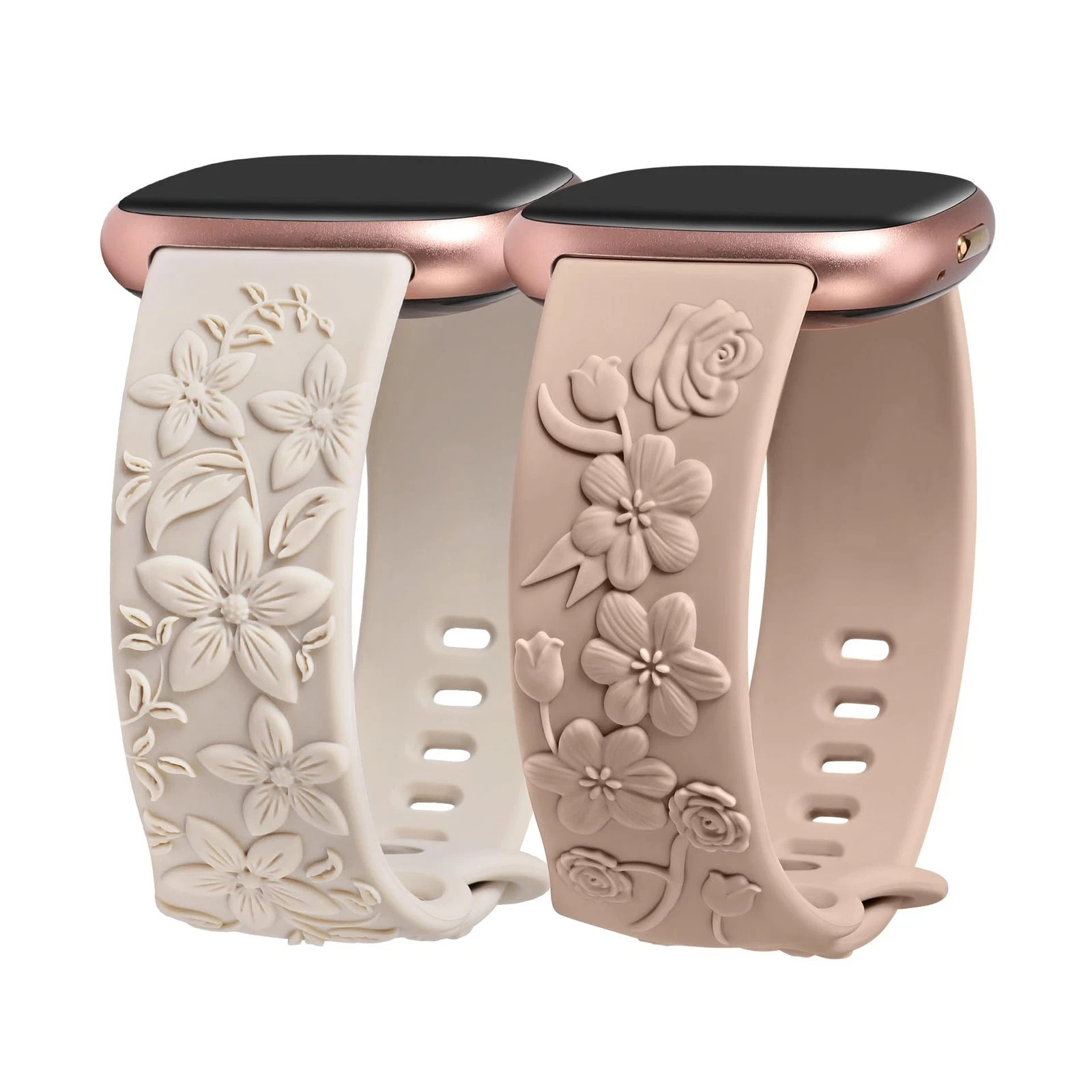 Minyee 2 Pack Floral Engraved Band Compatible with Fitbit Versa 4/V… Fast Ship