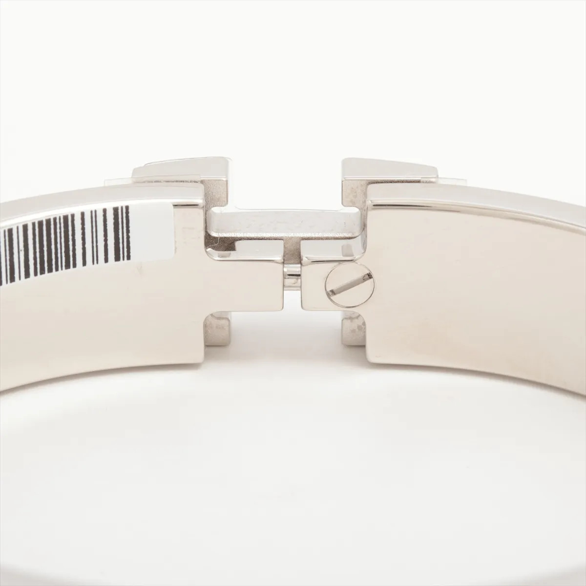 Hermès Clic H PM Enamel Bracelet White Gold Plated Authentic
