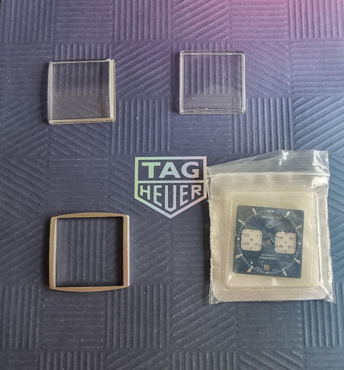 TAG Heuer Monaco blue chronograph dial plastic glass steel surround parts CW2113