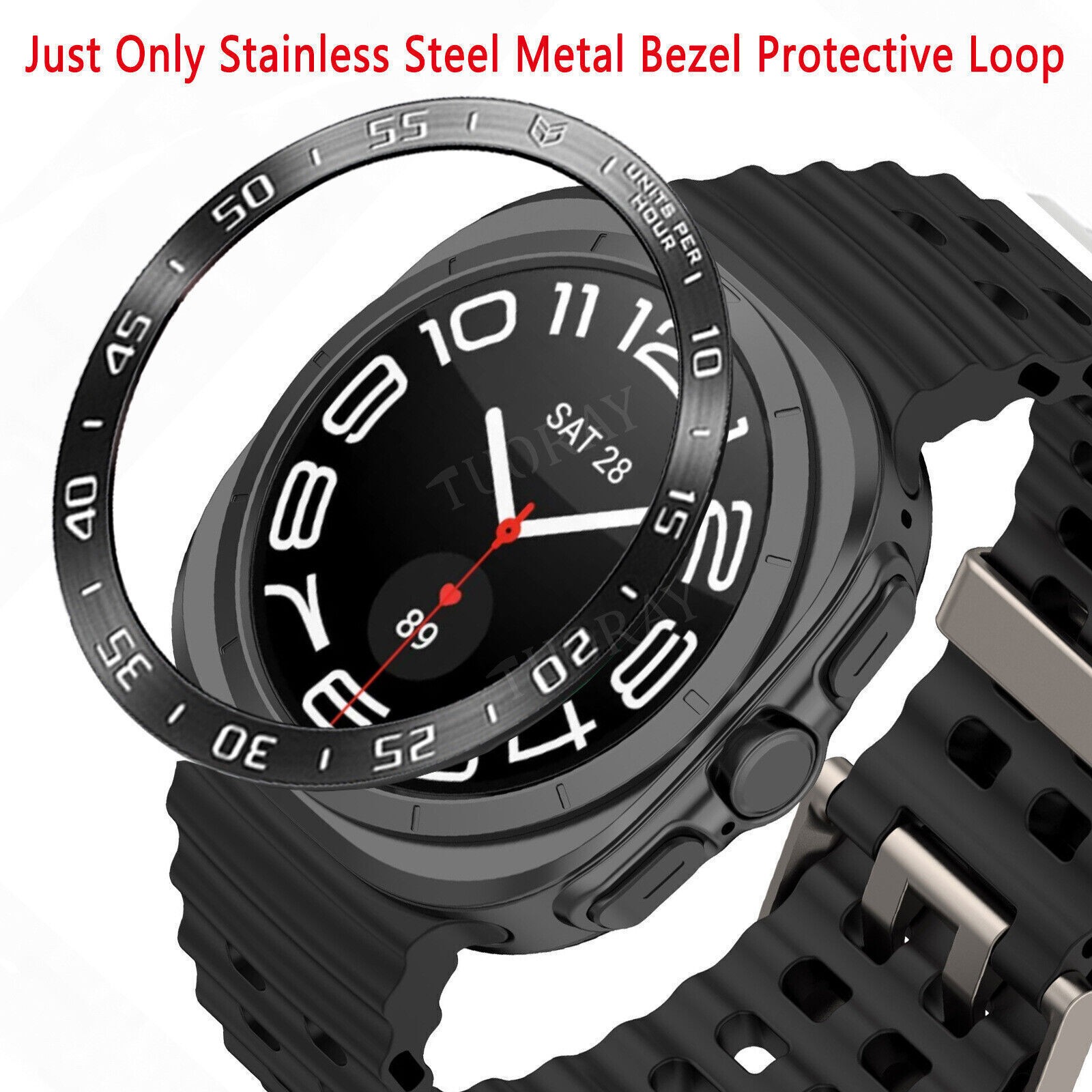 For Samsung Galaxy Watch Ultra 47mm Metal Cover Bezel Ring Frame Protector Case