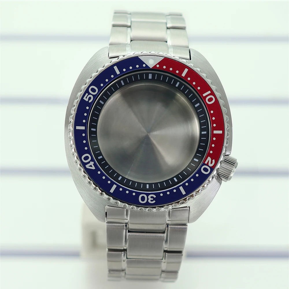 45mm Steel Watch Case Sapphire Glass For Mod skx big Abalone NH35 NH36 NH38