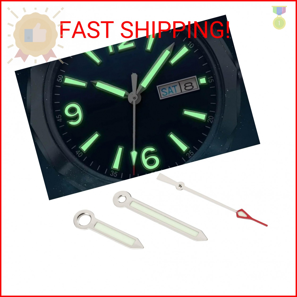 Briny River Watch Hands Kit with Luminous Watch Pointer 3 Pins for NH35A NH36A M