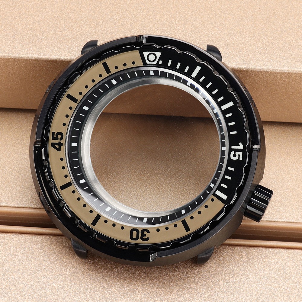 Black 47mm Watch Case Tuna Can Mod For Seiko NH34 NH35 NH36 Movement 28.5mm Dial
