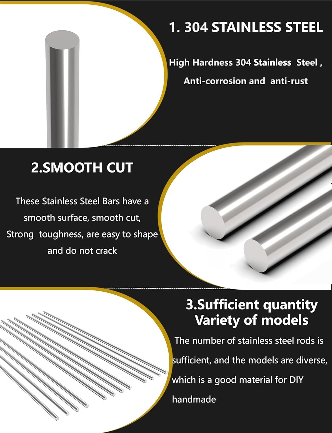 12x 3mm x 300mm 304 Stainless Steel Rods Metal Shaft DIY Craft Hobby Tool
