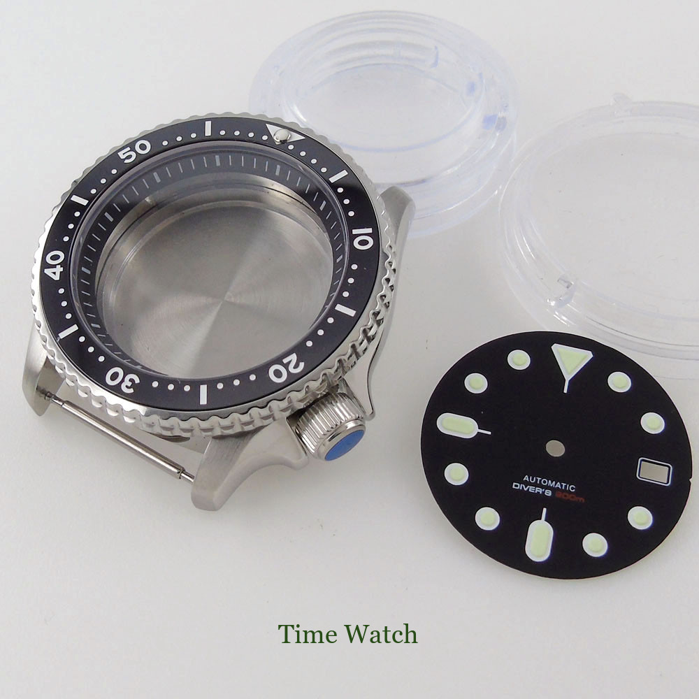 41mm Diver Watch Case+29mm Dial Fit NH35 NH36 200m Waterproof Sapphire Crystal