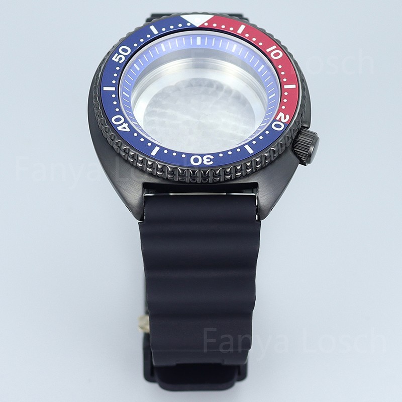 45mm PVD Balck Steel Watch Case Strap Modify Skx009 Mod For Seiko NH34 35 36 38