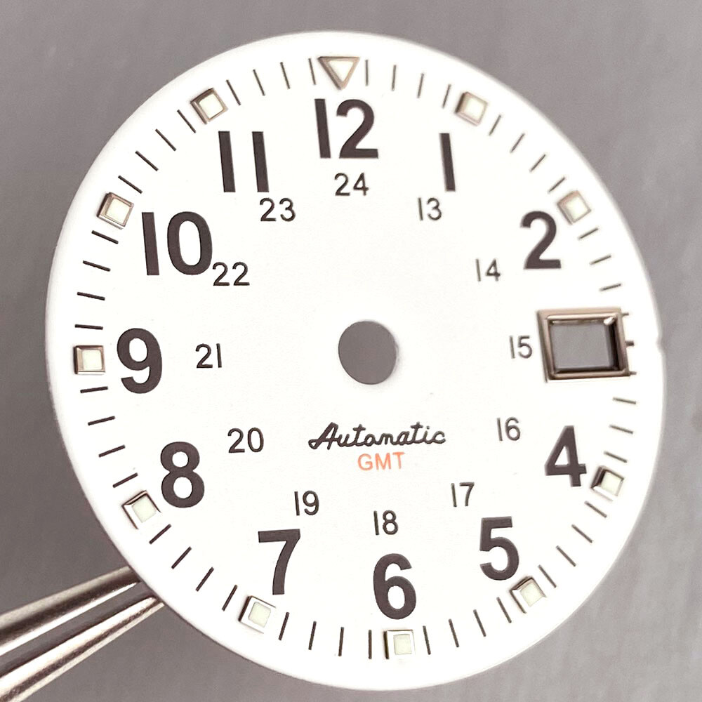 Luminous Black White 29mm Field Watch Dial Face fit NH34A NH34 GMT Dive Watch