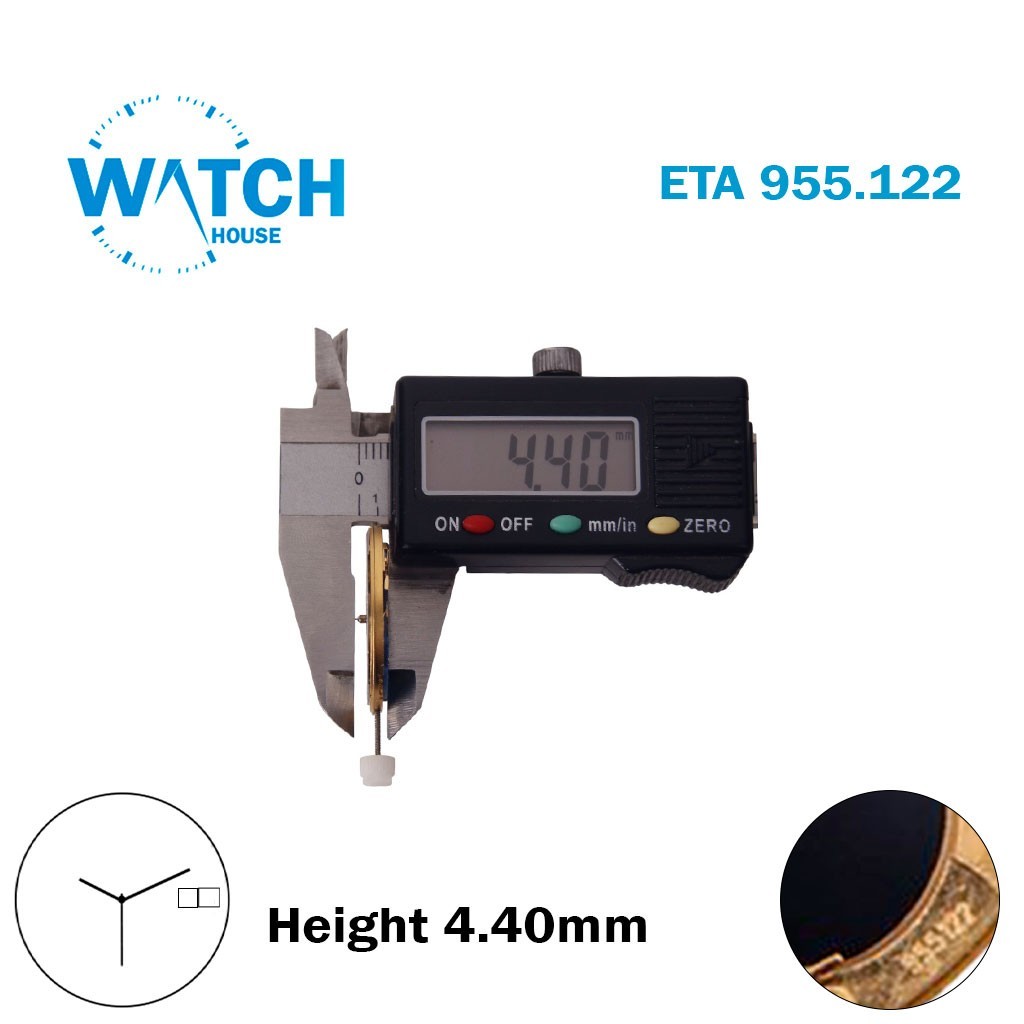 ETA 955.122 Swiss Quartz Movement-White Day &Date Disk At:3 –H:4.40mm-3 Hands.