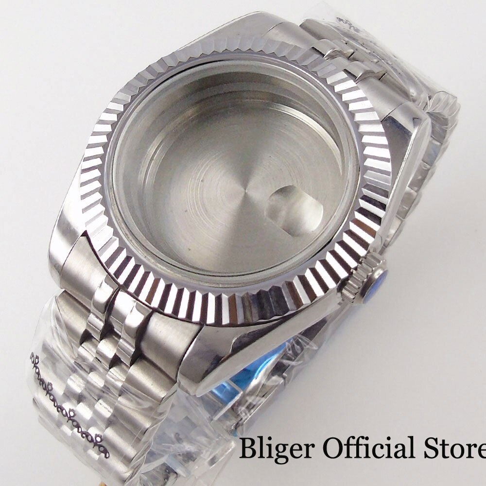 BLIGER 36mm 39mm Steel Watch Case fit ETA 2824 PT5000 NH35A NH36A Fluted Bezel