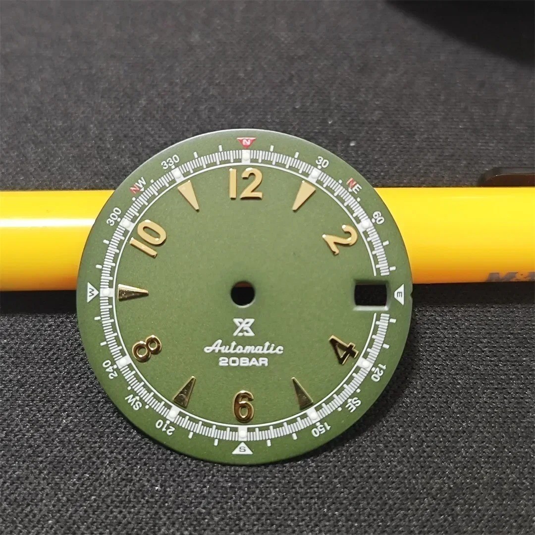 28.5mm Olive Green Watch Dial Green Luminous Face for NH35 4R35 Movement