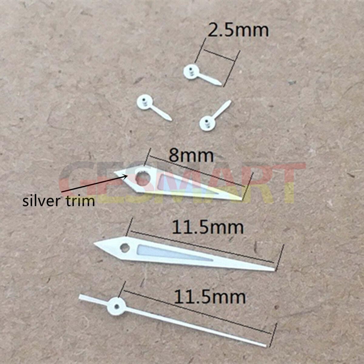 2 Sets Arrow Shape Green Lume Silver Trim Hands for VX3J/VX9J/VX7J/VX3N/VX9N