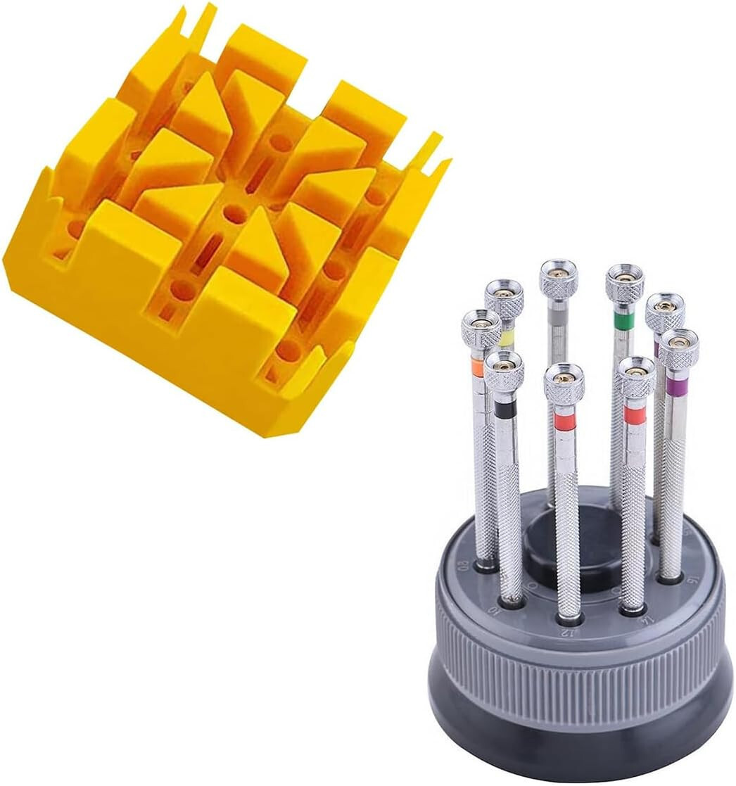 9 SCREWDRIVER FOR WATCH REPAIR SET STAND EXTRA BLADE TOOL W Bracelet holder bloc