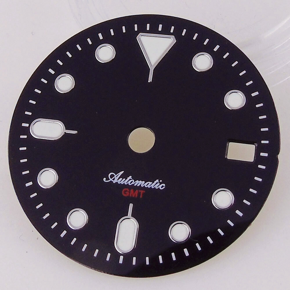 29MM Black/Orange scale Dial luminous Hands Fit NH34 GMT Automatic Date Window