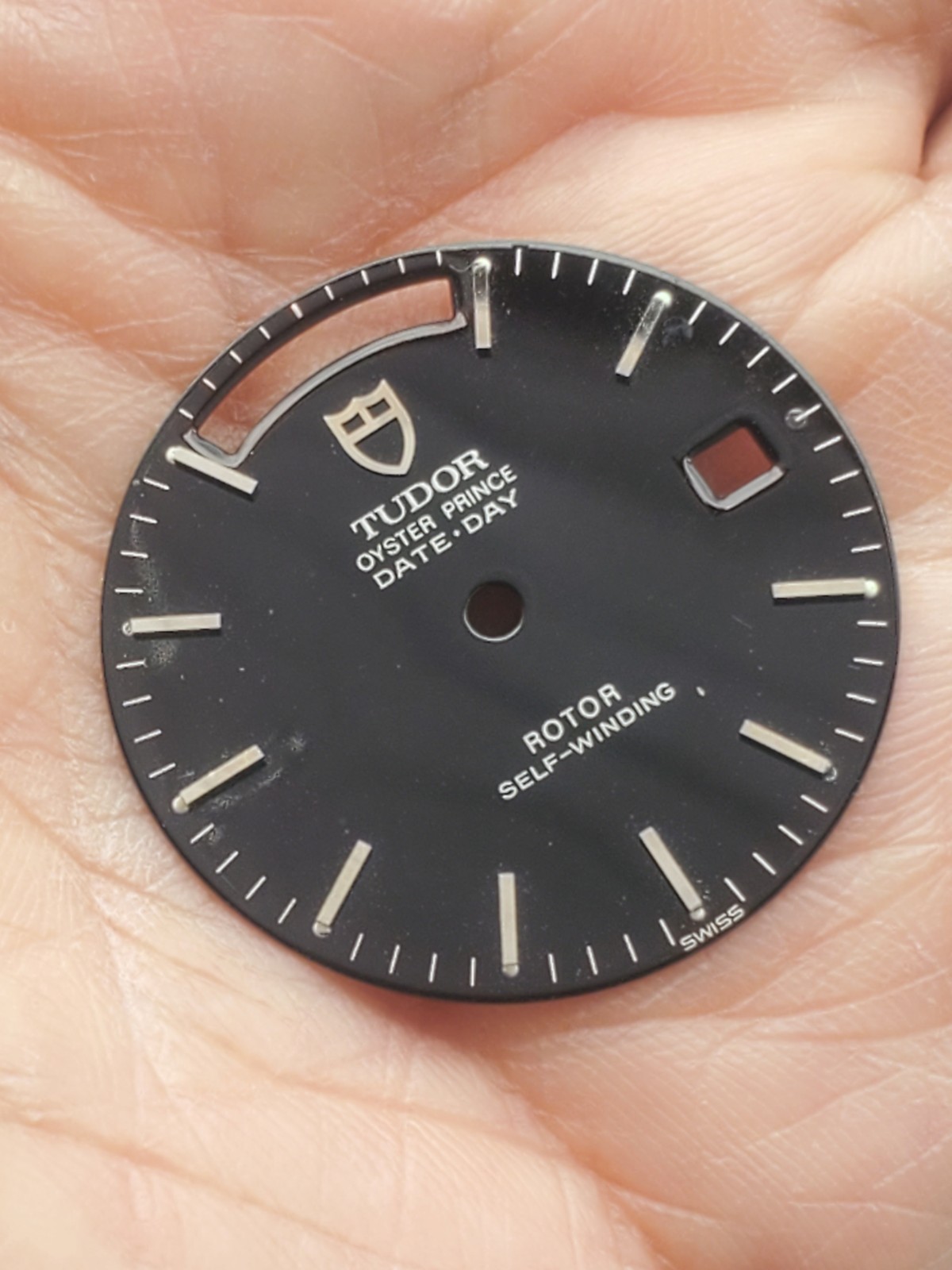 1970s Tudor Day-Date Black Gilt Dial Part for Ref. 7017/7019/7020 Full Men Size
