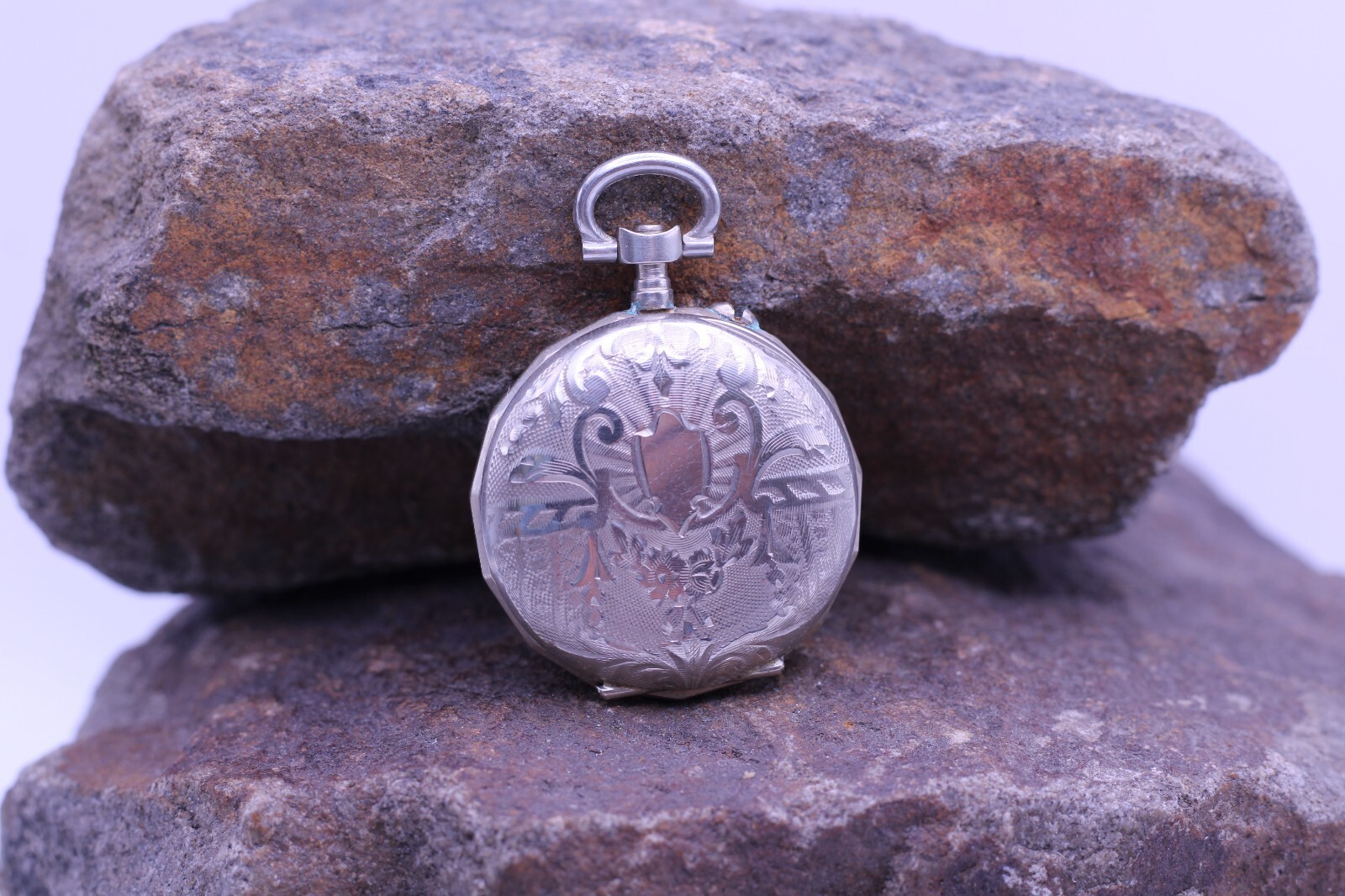 ARGENTAN LADIES SWISS POCKET WATCH FANCY CASE & DIAL 30.5mm DIAMETER NOS (ES)