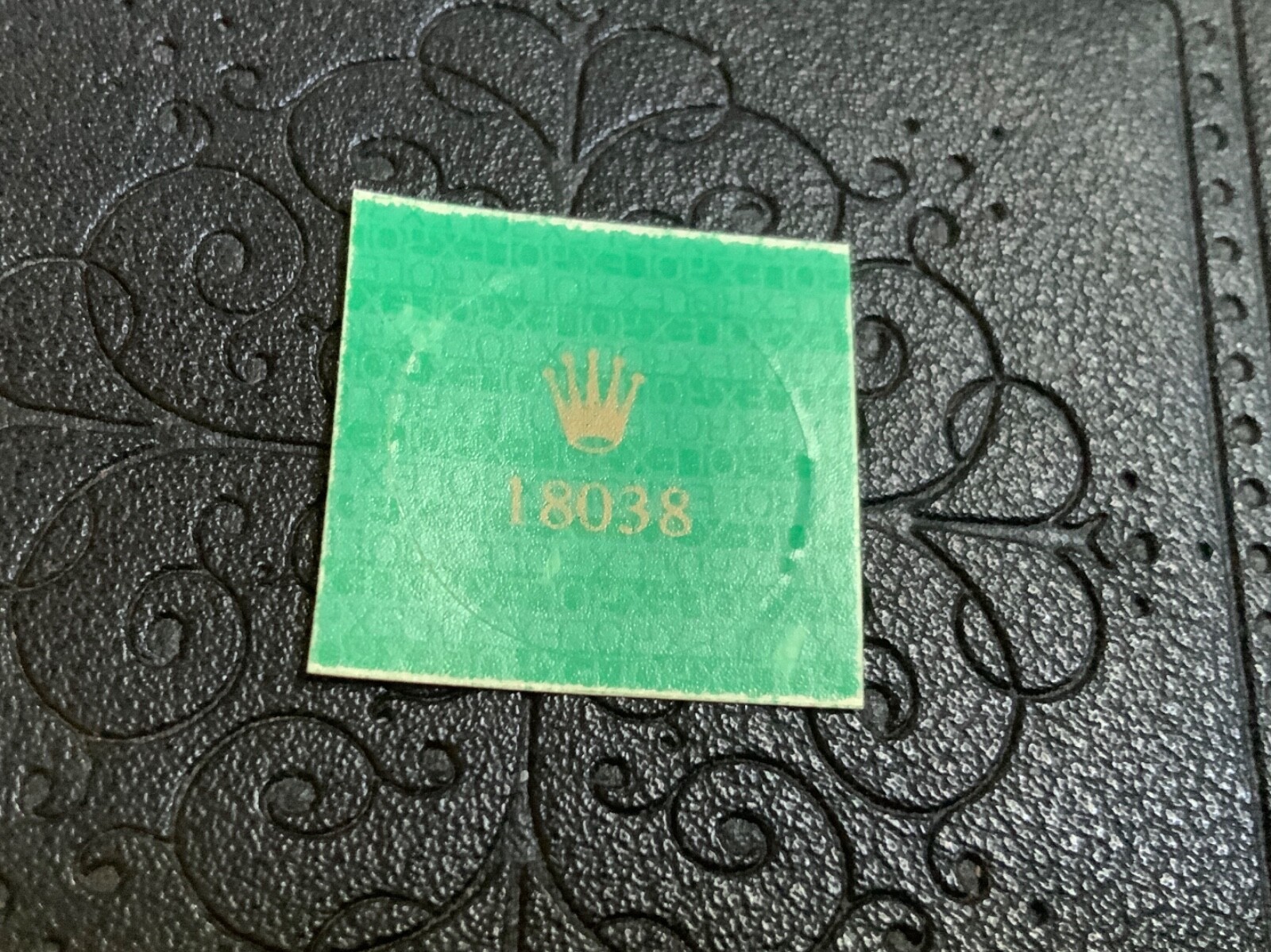 Authentic Rolex 18038 Oyster Day Date Green Case Back Hologram Sticker