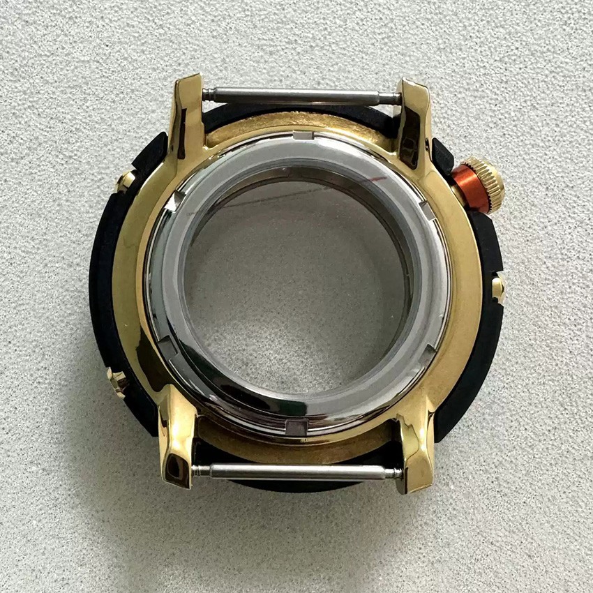 For NH35 Movement 45mm Stainless Steel Mineral Glass Cover Black Watch Case
