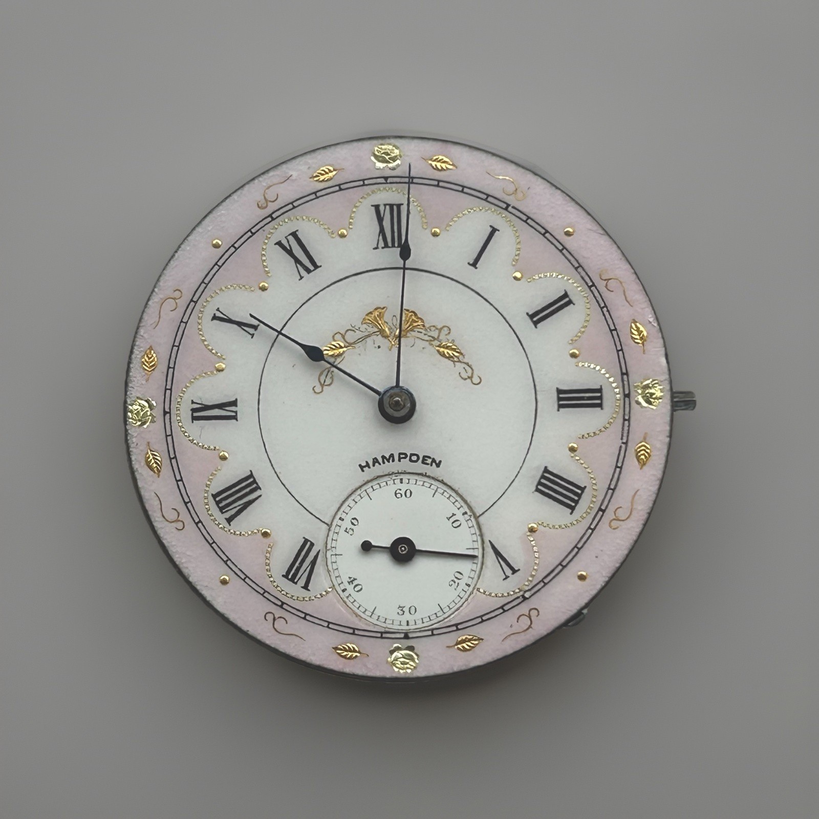 Antique Hampden Pocket Watch Movement – Grade 220 – 17 Jewels – Very Nice Dial