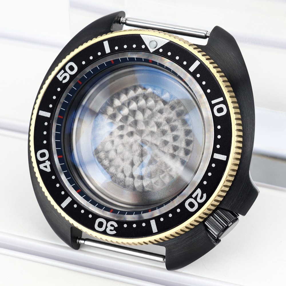 FEIYASHI 44mm PVD Watch Case Willard 6105 Style Two Tone Gold For Seiko NH35 36