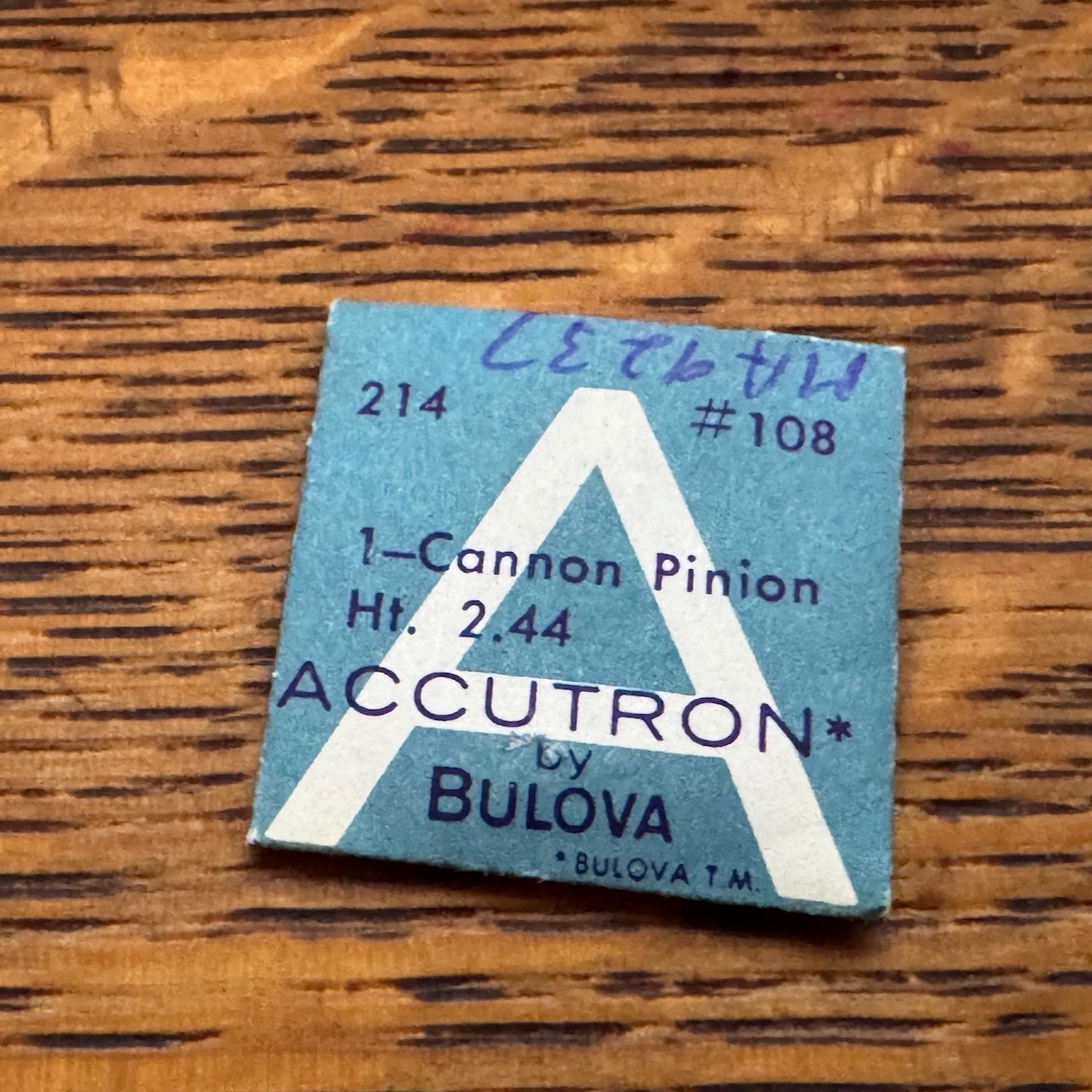 Bulova Accutron 214 214H 214HN Cannon Pinion Ht. 2.44 watch part 108 NOS sealed