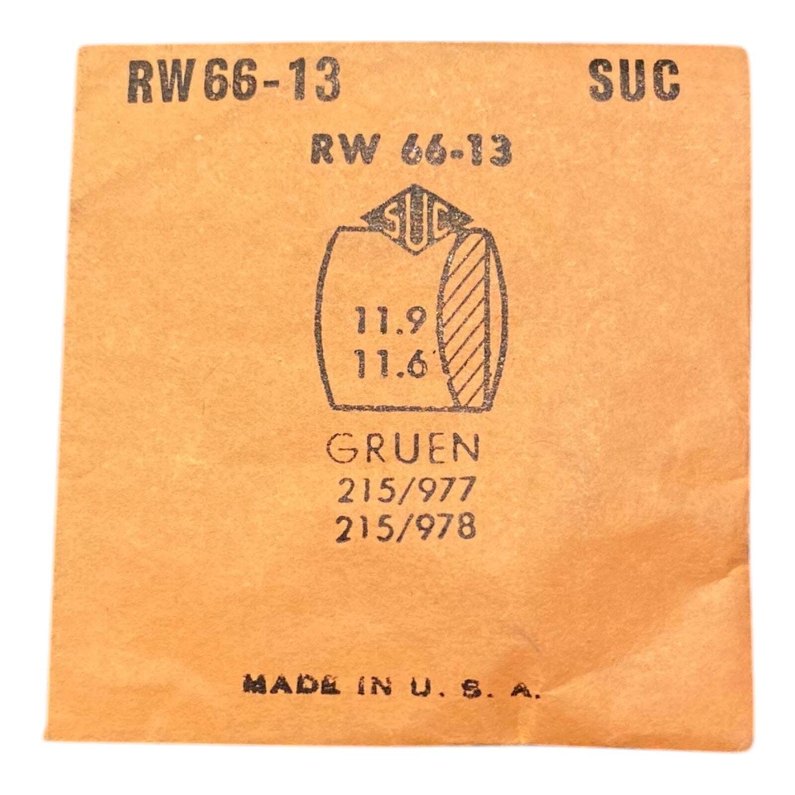 SUC RW66-13 RW 66-13 Watch Crystal 11.9×11.6 mm NOS Part Rocket Cylinder Gruen