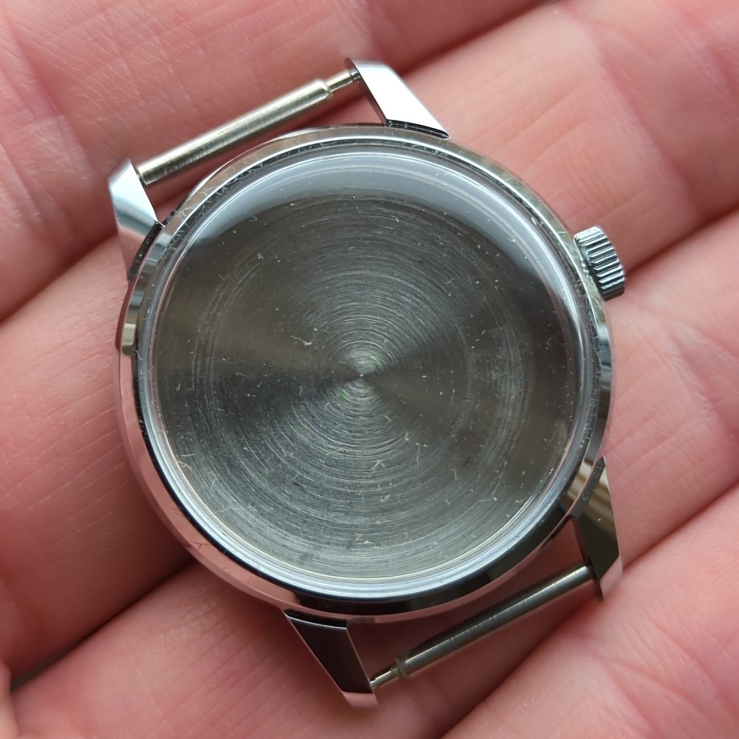 1950s Swiss NOS Waterproof Incabloc Watch Case 32mm For Movement Rehoming (WB)