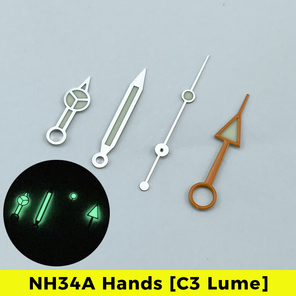 NH34A Red GMT Hands C3 Lume 4-hand for NH34 SKX007 SKX SSK GMT Mod BENZ