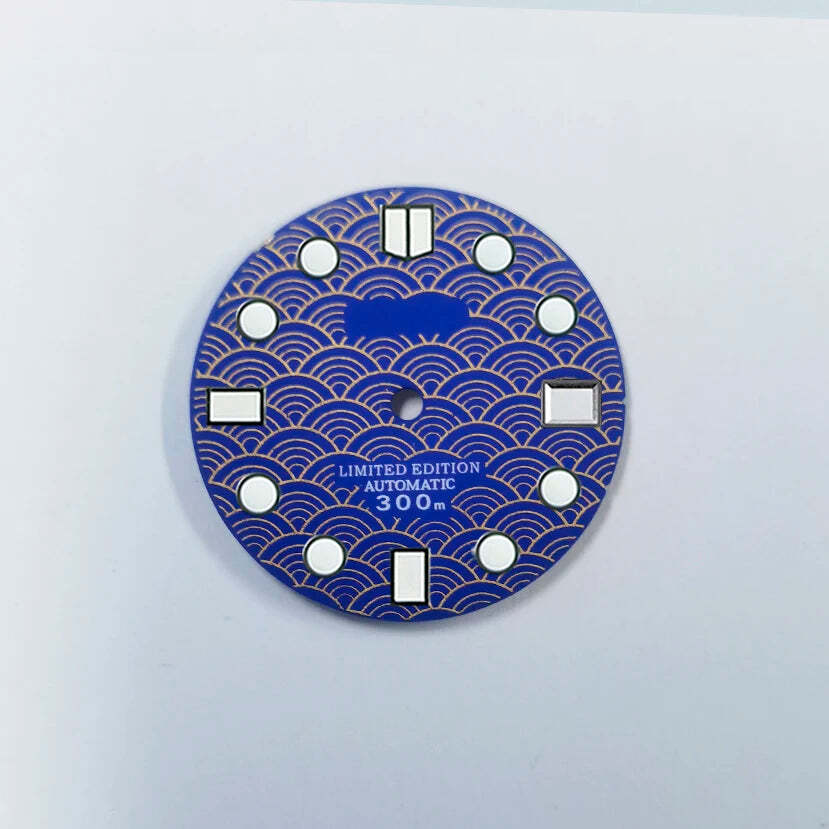DS Wave Black Dial Refit 28.5mm NH35 BGW9 /C3 Lume SKX Mod NH35 /34 28.5MM Dials