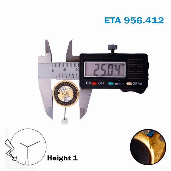 ETA 956.412 SWISS🇨🇭 Watch Movement-Black Date Disk At 6 -2 Hands- Height:1.