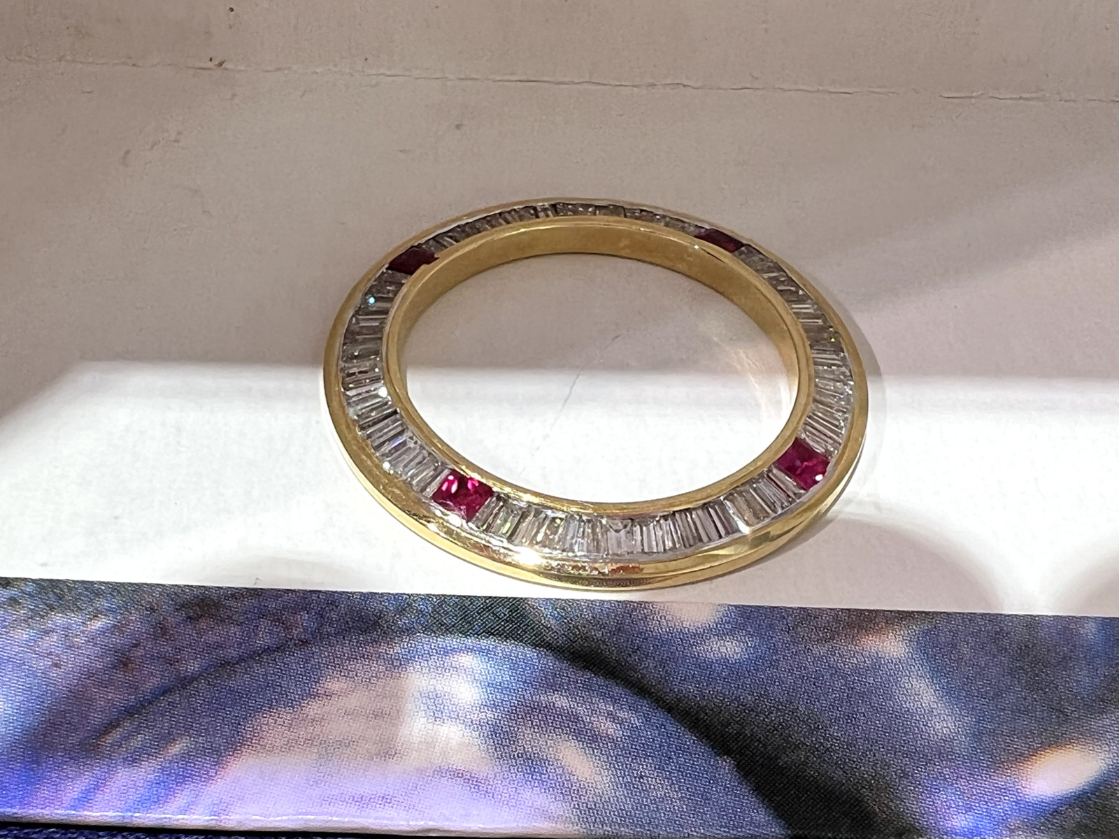 Rolex Bezel 18k Gold Custom Diamonds Baguette & Rubies 2.8 Carats High Grade