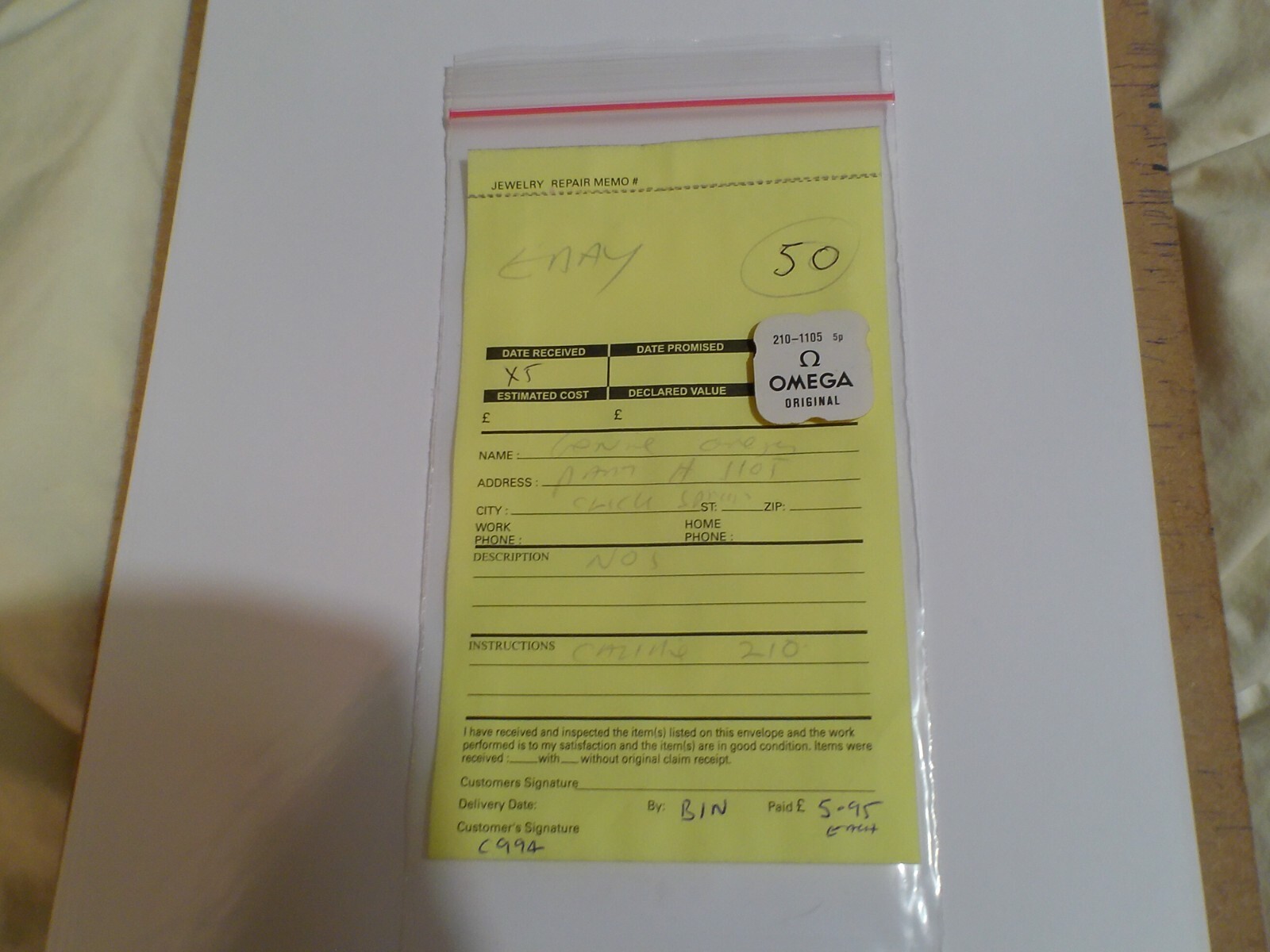NOS Genuine Omega calibre 210 watch part 1105, CLICK SPRING