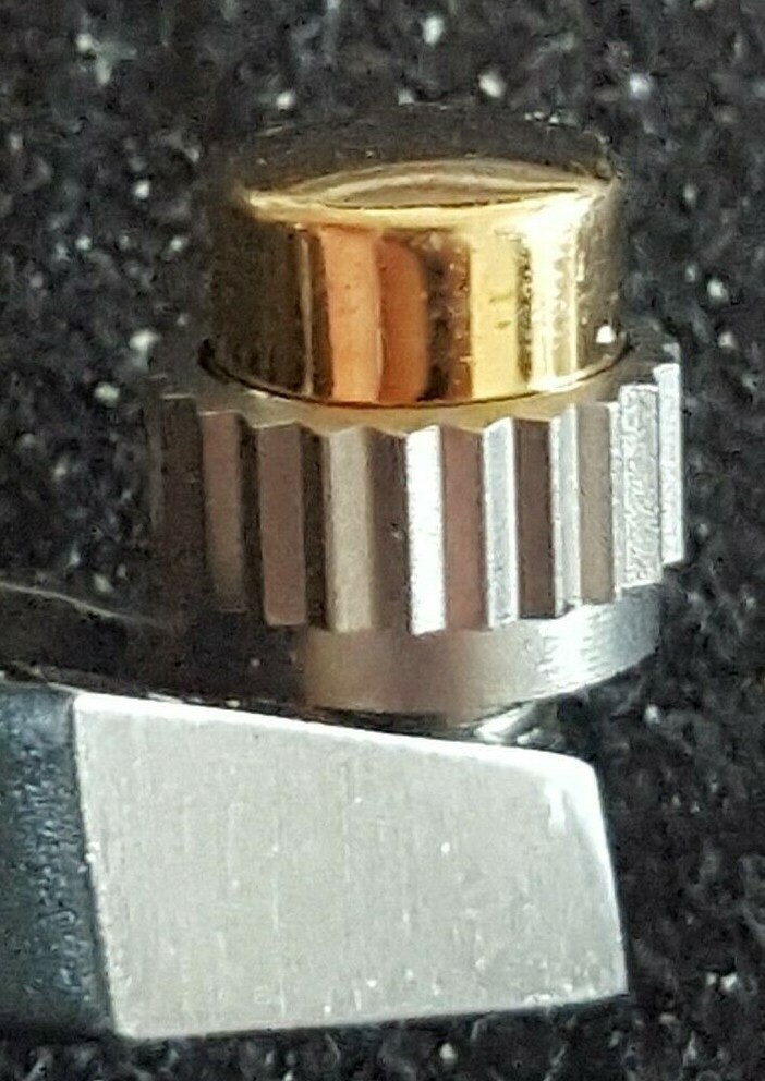 Omega Pusher Part Number 086-0075TI-BA, Titanium-18KT Yellow Gold Cap