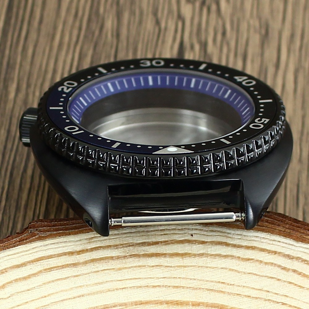 Sapphire 45mm Steel Black Watch Case Modify Seiko Turtle Mod For NH35 34 NH36 38